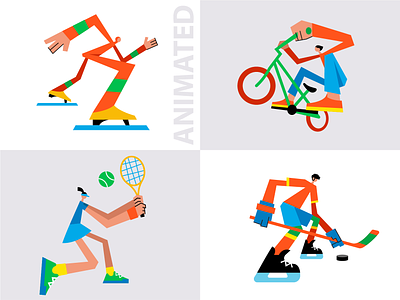 Funky sport illustrations animation design tools flat design graphic design hockey illustration motion graphics sport tennis vector art