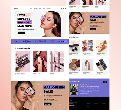 Flaire – Makeup E-commerce Website UI beautybrand branding clean design ecommerce ui ecommerceui figma design homepage design landing page luxury brand makeupstore minimal ui modern ui online store pastel colors product page shop ui skincare ui ui ui design web design
