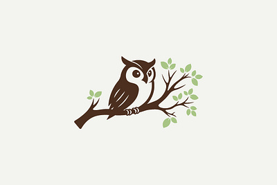 Owl & tree branches logo bird branches education fly leaf logo logos nature owl tree wildlife wings wise