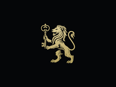 Luxury lion key logo animal design golden graphic design house icon illustration key keys lion luxury real estate vector wild