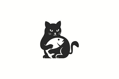 Cat fish logo animal brand branding business cat cat fish fish fishing hungry hunt identity logo pet puppy pussy sea wild