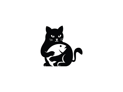 Cat fish logo animal brand branding business cat cat fish fish fishing hungry hunt identity logo pet puppy pussy sea wild