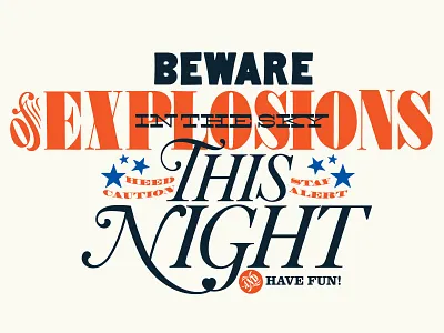 Old Timey Fourth of July 1800s 1890s explosions flat illustration independenceday july 4 lettering type typography vintage