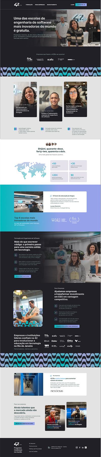 42Rio landing page layout ui website