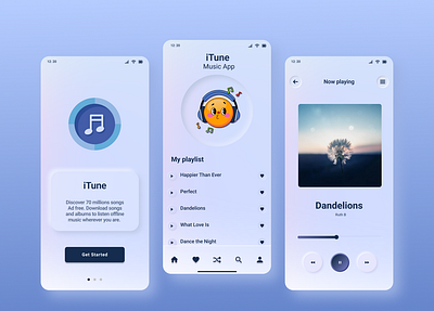 iTune - Music App UI Design appdesign cleanui darkmodeui dribbbleshot figmadesign logo minimaldesign mobileappdesign mobileui modernui musicapp neumorphism onboardingscreen playlistdesign ui uidesign uiux userexperience userinterface uxdesign