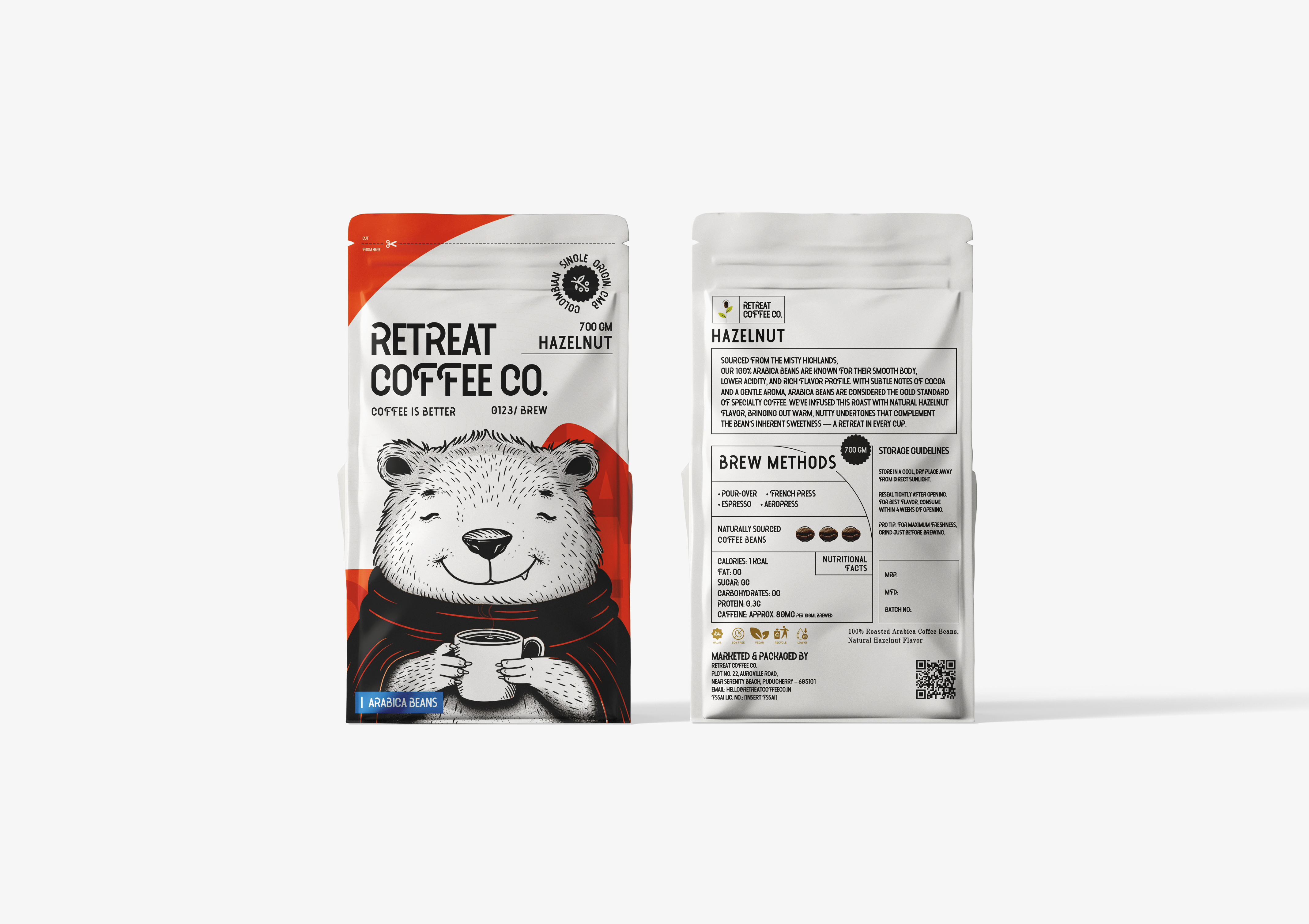 Retreat Coffee Co. | Brand Identity & Packaging 3d product visualization coffee bag mockup coffee brand idenitty coffee packaging design cute animal design cute packaging design kawai packaging design minimal brand identity modern coffee branding