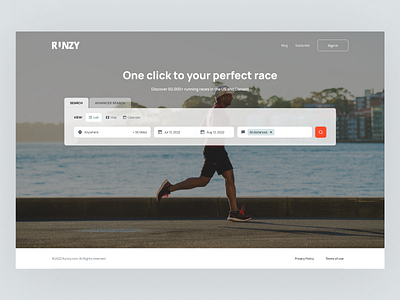 Website for Runzy design marathon marathonsearch minimalisticdesign run running simplesearch sport ui userfriendlydesign ux