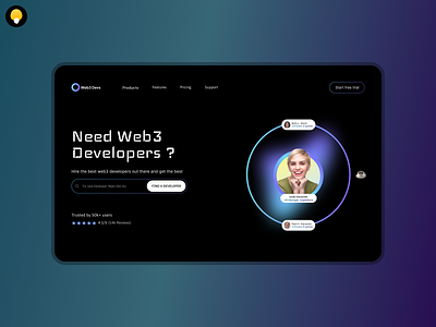Hire web3 developer | Landing page blockchain dark mode design developer gradient graphic design hire hire web3 developer landing page ui web3 web3 developer website