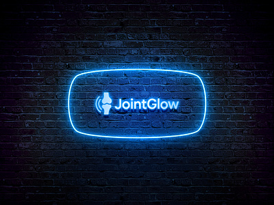 JointGlow LOGO for Bone and joint clinic blue bone clinic glow joint logo neon