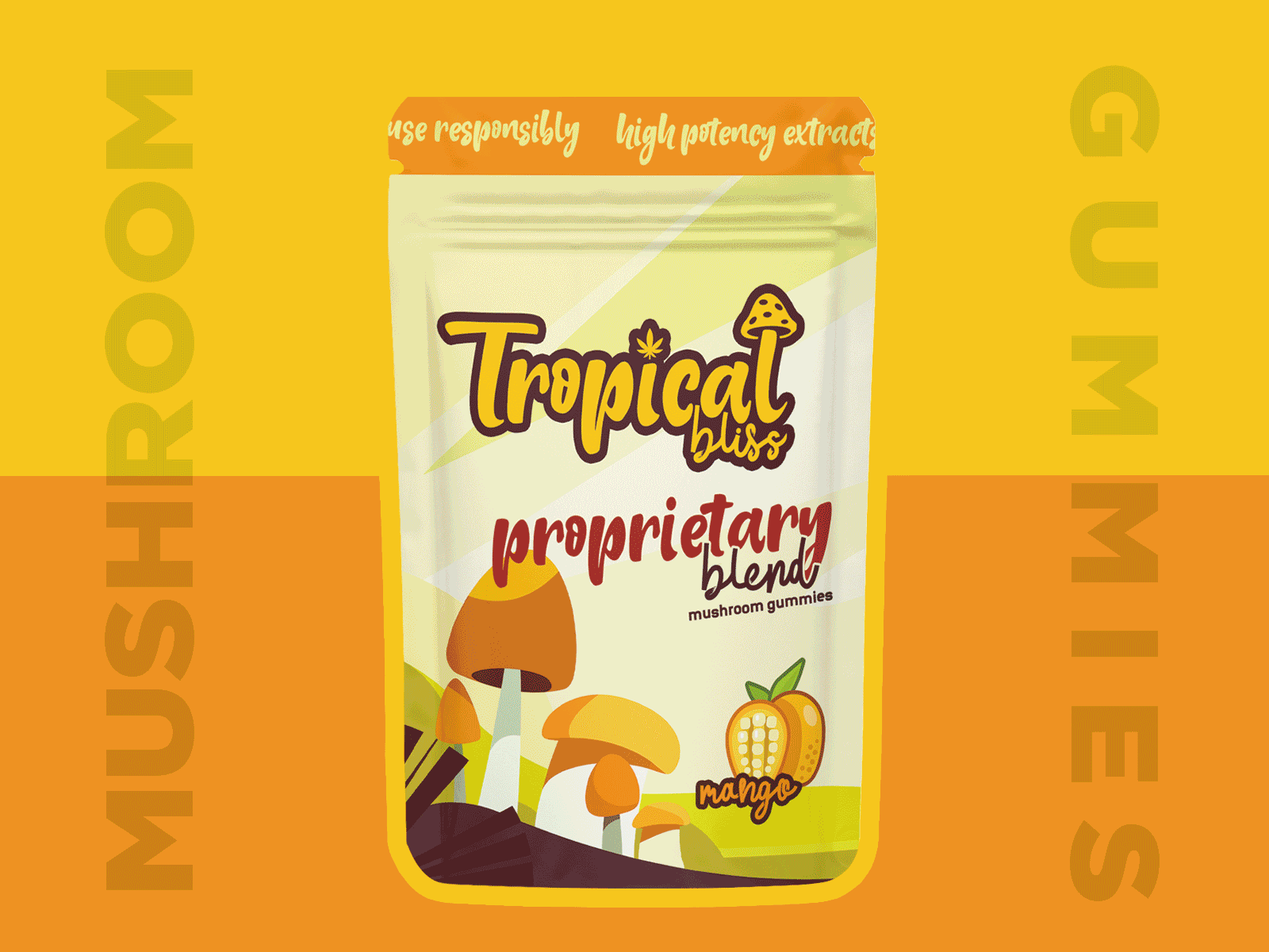 Mylar Bag Design - Tropical Bliss Branding branding design illustration packaging