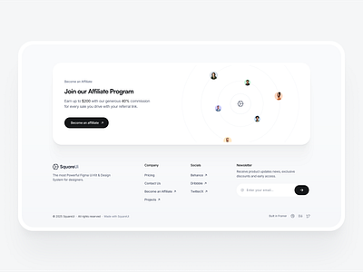 Footer component - SquareUi design system figma footer product design ui ux web design
