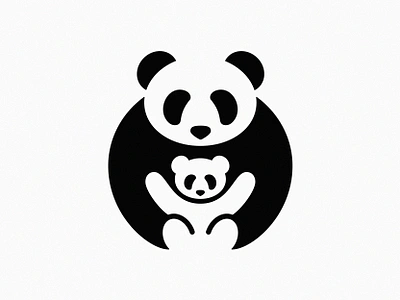 Pandas V 2 logo mark negative space panda symbol vector