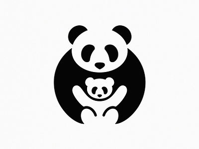 Pandas V 2 logo mark negative space panda symbol vector
