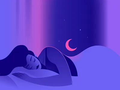 Sleeping Beauty character colors flat hair illustration minimal minimalist moon night sleep woman