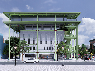 Side View of Copper Cafe 3d arch archviz autocad bim building cad d5 design illustration model render revit structure