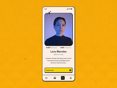 Follow Interaction — Minimal Brutalism Style appdesign bounceanimation brutalism buttondesign design dribbbleweeklywarmup figma followbutton interaction microinteraction minimal minimaldesign mobile app motiondesign productdesign ui uxinspiration uxui