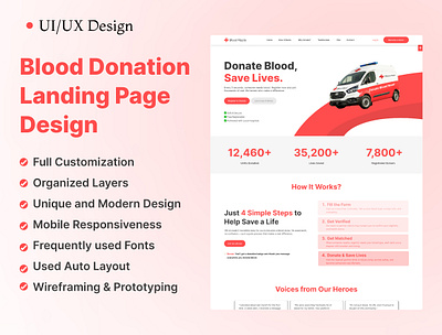 Blood Ripple | Blood Donation SaaS Landing Page animation design design trends figma illustration illustrator landing page design new design trends new ui designs non profit photoshop prototyping saas design saas landing page ui ui animation uiux user experience design web design website design
