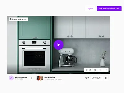 Video player w/ different states ai app customer support intercom product ui ux video