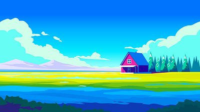 A peaceful house adobe illustrator america art farm flat illustration house illustration landscape mountains peace real estate sky vector village west