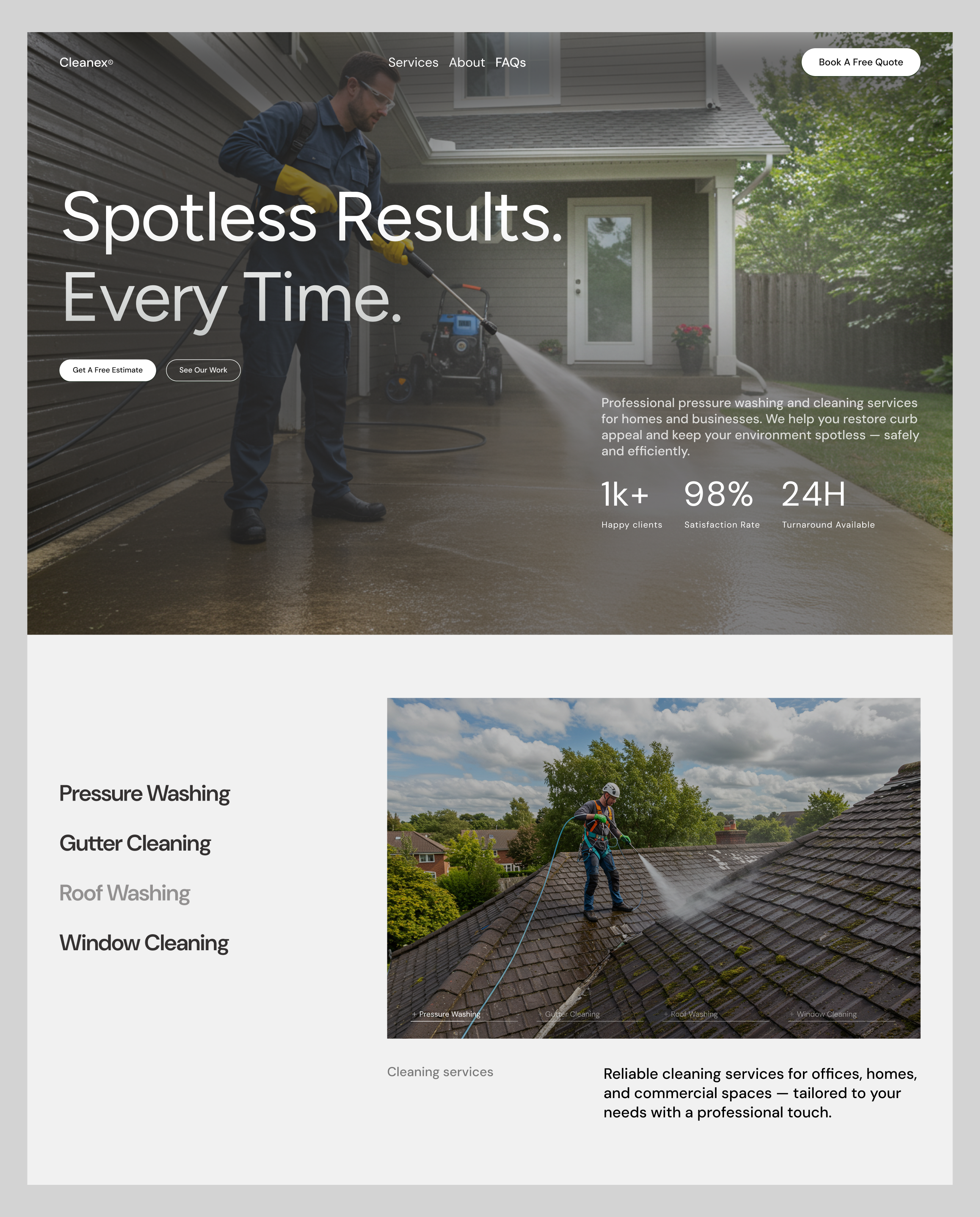 Pressure Washing Website cleaning website landing page pressure washing pressure washing website product design ui