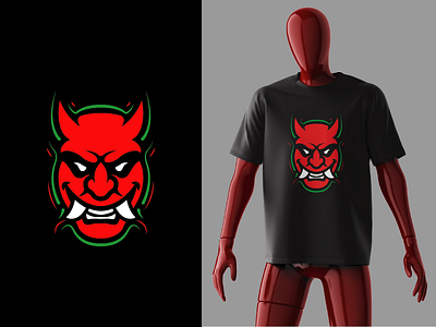 Oni Mask T-shirt Design apparel design graphic design oni mask scary mask