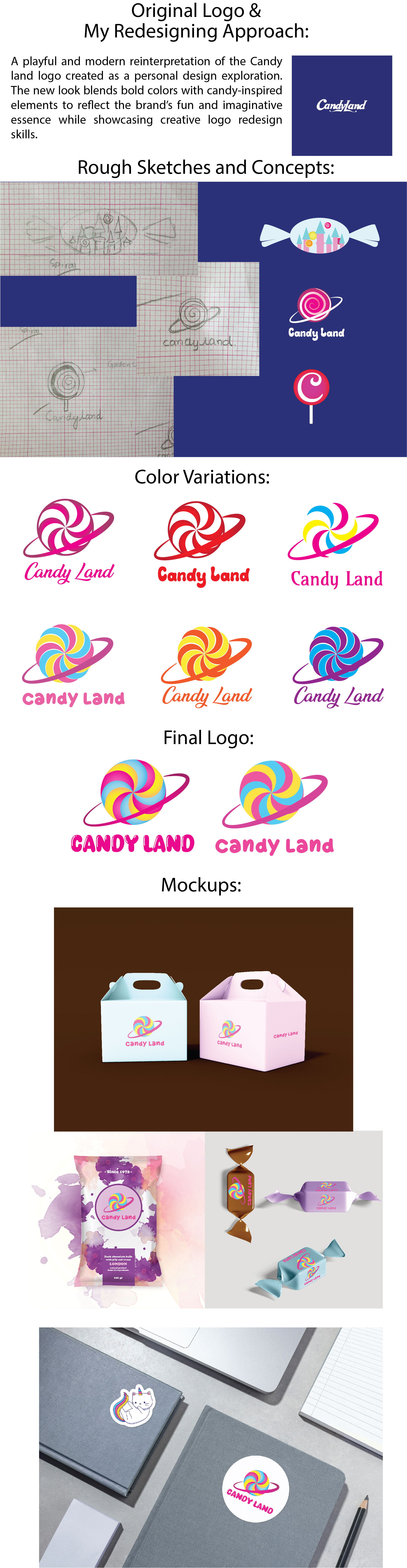Candy Land Logo Redesign – A Colorful Reimagining adobe illustrator brand identity branding candyland graphic design illustration logo logo design logo redesign rebranding typography visual identity
