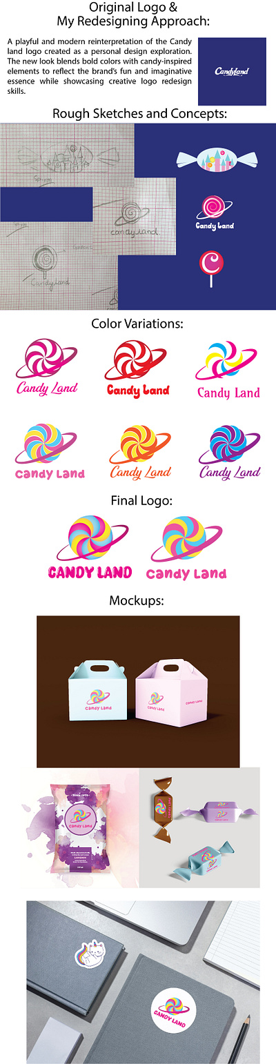 Candy Land Logo Redesign – A Colorful Reimagining adobe illustrator brand identity branding candyland graphic design illustration logo logo design logo redesign rebranding typography visual identity