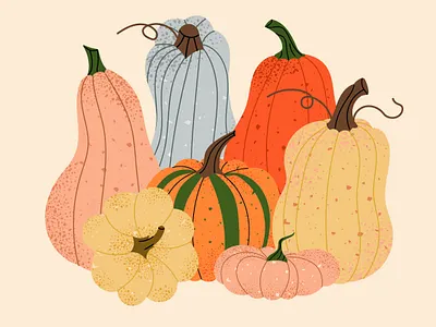Fall Pumpkins Illustration – Cozy Autumn Wall Art art autumn cute design fall flat design illustration pumpkin vegetables
