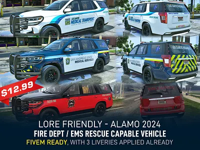 Declasse Alamo 2024 lore friendly FD/ ems Fivem ready car. design fivem gaming graphic design gta gtaroleplay