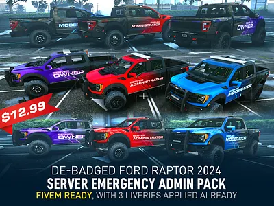 De badged Raptor 2024 server admin vehicle fivem ready design fivem fivemrp gaming graphic design gta gta5 gtaonline gtaroleplay