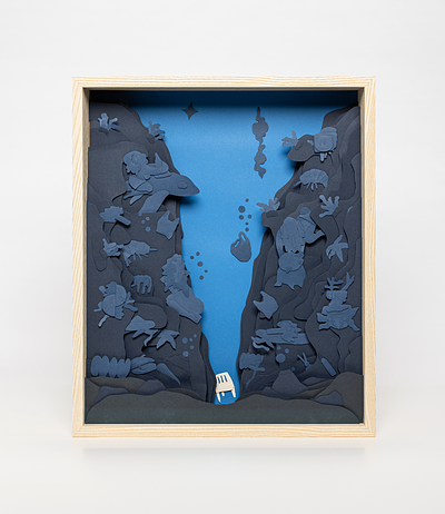 Abyss - paper diorama art design diorama exhibition illustration paper paper art paper cutout