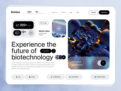 Modern Rounded UI —Biotech Landing Page app biotech biotechnology branding clean interface design illustration logo minimal ui ux web webdesign