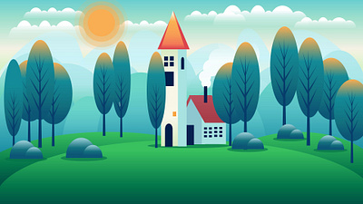Fairytale Cottage: Enchanted Landscape Art dreamy