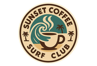 Sunset Coffee Surf Club branding graphic design logo logo design