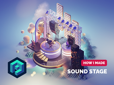 Sound Stage Tutorial 3d abstract blender diorama illustration isometric music process render sound tutorial