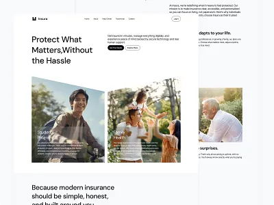 Insura - Insurance Landing Page clean design digital digital revo elegant design insura insura page insurance landing insurance landing page insurance page landing page landing page design minimal landing page design minimalism minimalist ui ux white