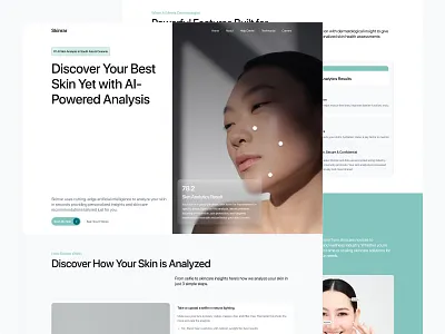 Skinrar - AI Skin Analytics ai design ai landing page design ai skin analytics design digital digital revo elegant design landing landing page landing page design lp minimal minimalism minimalist skin landing page skincare landing page skinrar ui ux