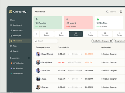 Onboardly - Employee Management Dashboard crm dashboard dashboard design data visualisation design employee management hr hr management dashboard hrm product design project managemnet recruitment dashboard saas saas dashboard web design