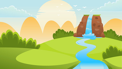 Cascading Beauty: Waterfall Landscape Art outdoors