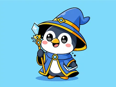 🧙‍♂️ Penguin Mage – Kawaii Character Design aimal cartoon character cute cute penguin art mascot