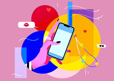 Scrolling app design digital eyewear geometry graphic hand illustration illustration art lips mobile pink shoping social media