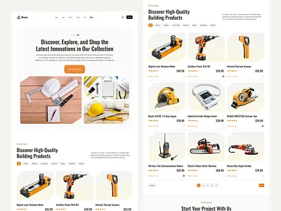 Construction Website Design – Our Shop | UIUX | Responsive interface product service startup ui ux web