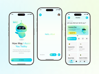 AI Chatbot Assistant app ai ai assistant app art artificial intelligence assistant bot chat chatbot chatgpt creative dashboard figma gpt minimal mobile design product design promt ui ux