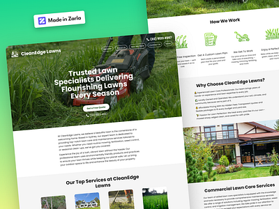 Lawn Care - Zarla Website Template ai website builder landscaping website lawn care website local business small business startup web builder website design wix zarla