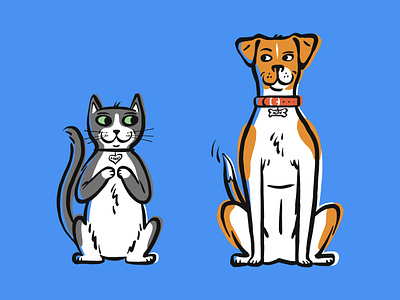 Yummers - Pet Nutrition Mascots animals brush cat character dog hand drawn illustration line pet spot illustration vector