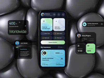 Health Insurance Secure Life Mobile App appdesign applications branding creativedesign darkui healthcare healthinsurance insuranceapp interface design ios app iphone mockup mobile mobile applications mobile ui mockupdesign new noteworthy productdesign style guide uiux design