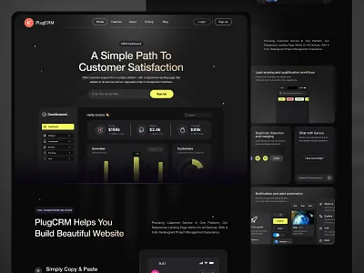 PlugCRM – Modern CRM SaaS Landing Page UI ai agents ai agents landing page ailwindcss ready ui app b2b software landing page branding business automation ui crm saas ui dark mode saas design enterprise software design framer crm concept graphic design illustration logo modern saas interface sales dashboard design ui webflow crm landing page