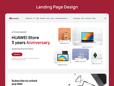 Huawei Landing Page e commerce landing page ui webdesign