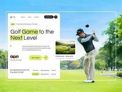 Golf Course Booking Landing Page athlete club courses field golf golf academy golf club website golf course landing page golf landing page golf product landing page golf website landing page personal trainer sport ui design sport website sports tennis website training center web design website design