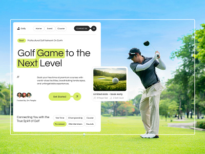 Golf Course Booking Landing Page athlete club courses field golf golf academy golf club website golf course landing page golf landing page golf product landing page golf website landing page personal trainer sport ui design sport website sports tennis website training center web design website design